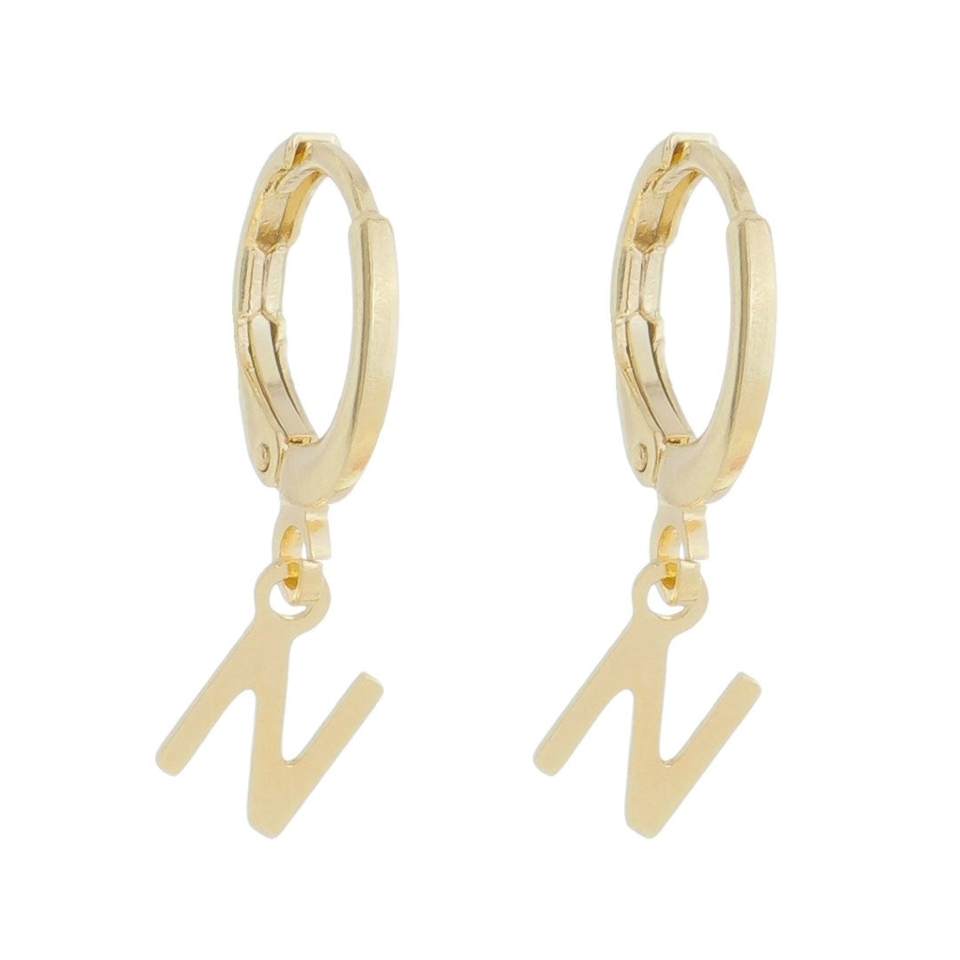 Brinco Argolinha de Letra/inicial Folheada a Ouro 18k