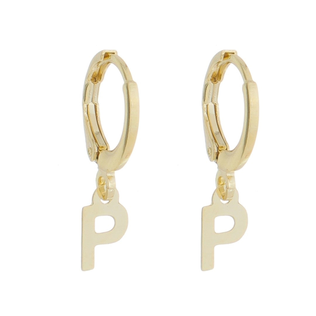 Brinco Argolinha de Letra/inicial Folheada a Ouro 18k