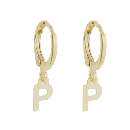 Brinco Argolinha de Letra/inicial Folheada a Ouro 18k