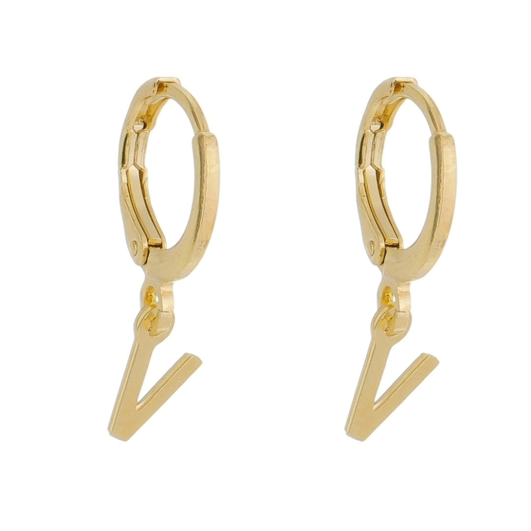 Brinco Argolinha de Letra/inicial Folheada a Ouro 18k