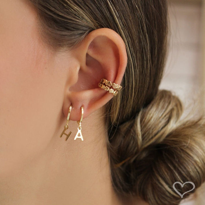 Brinco Argolinha de Letra/inicial Folheada a Ouro 18k