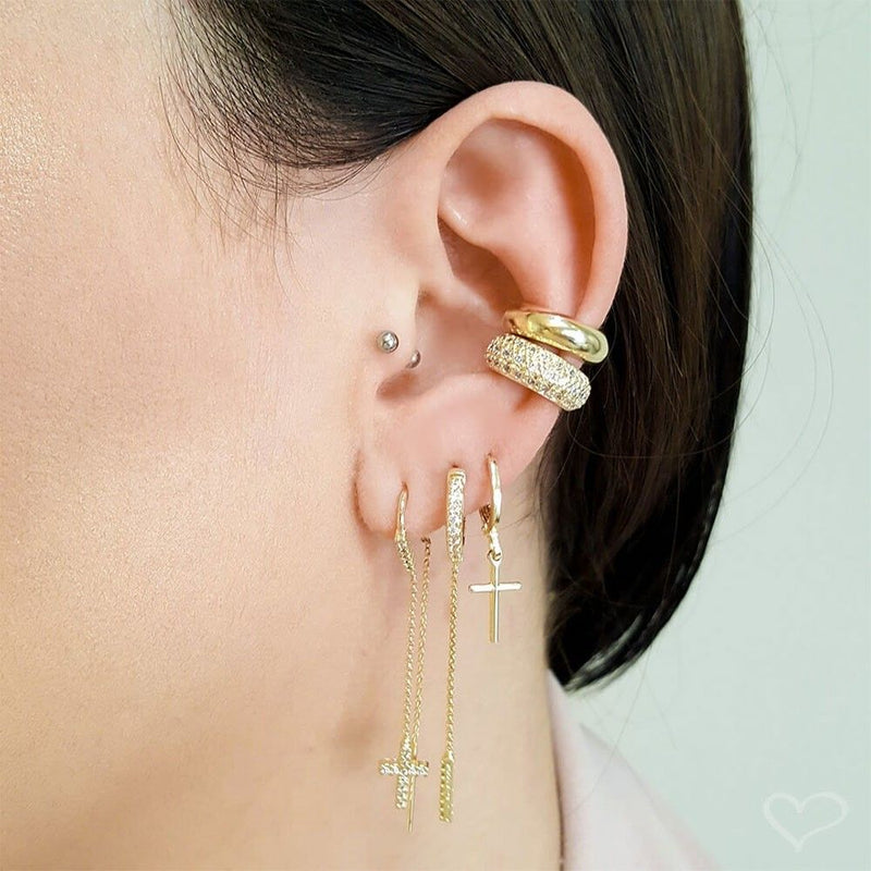 Piercing de Encaixe Piuka Ayleen Argola Zircônia Cristal Folheado a Ouro 18k