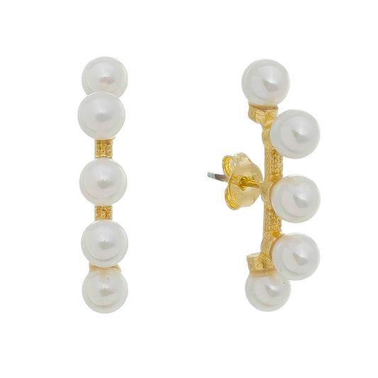 Brinco Piuka Ear Hook Lolys Pérolas Folheado a Ouro 18k
