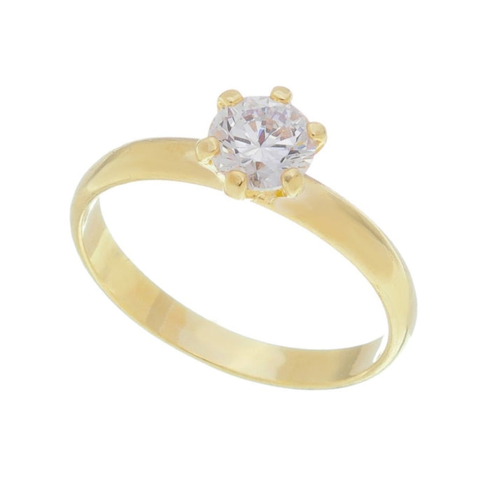 Anel Solitário Piuka Celina Zircônia Cristal Folheado a Ouro 18k