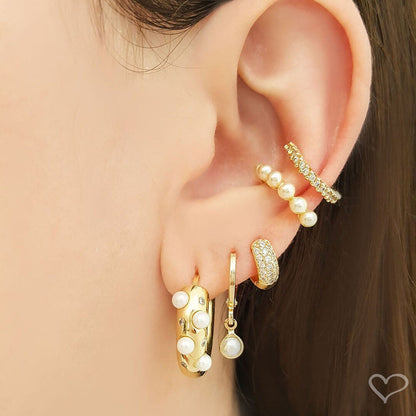 Piercing de Pressão Piuka Lola Pérolas Folheado a Ouro 18k