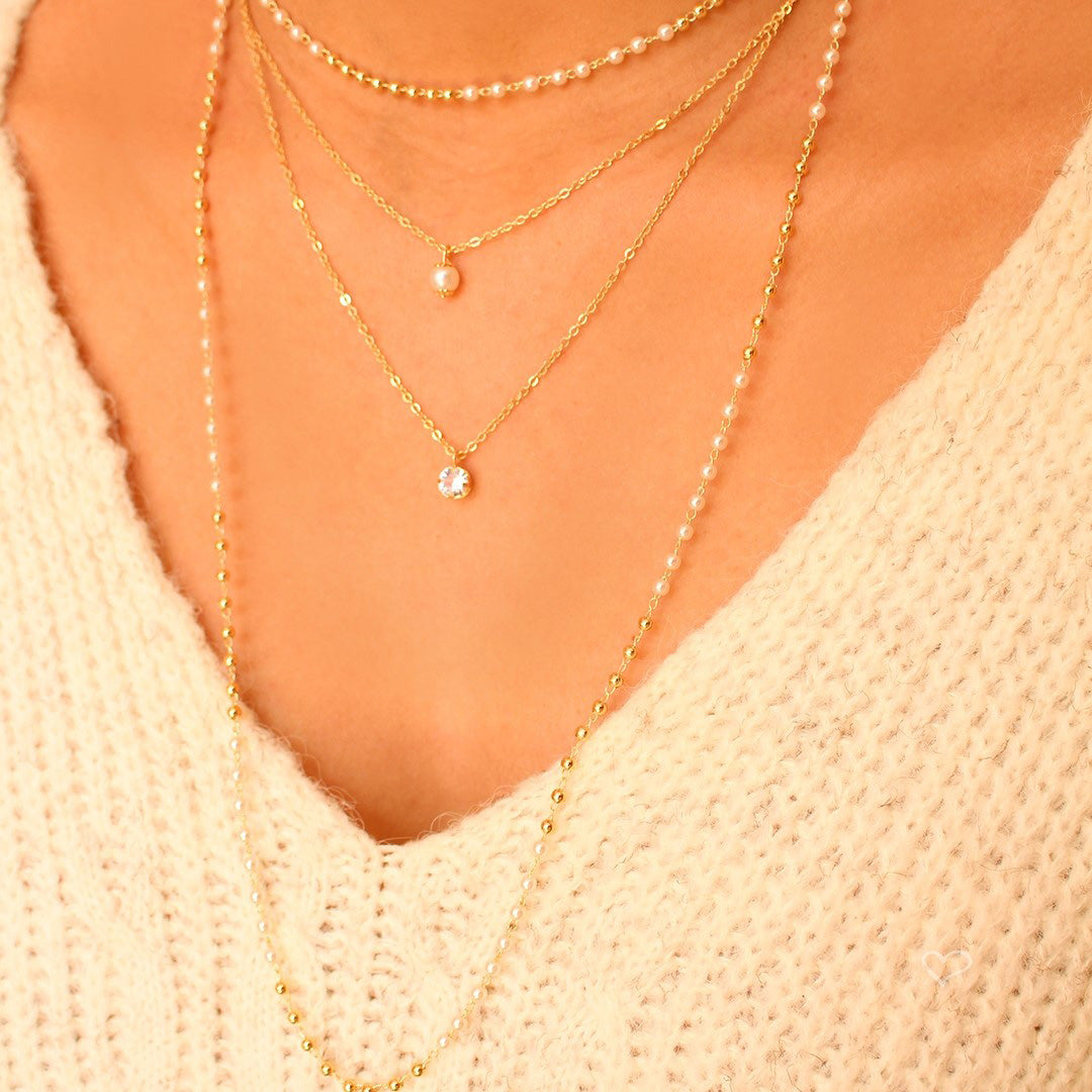 Mix de Colares Lala Pérolas Zircônias Folheado a Ouro 18k