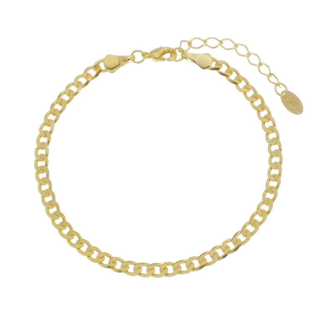 Pulseira Folheada a Ouro 18k Elos Groumet Trabalhados Lica