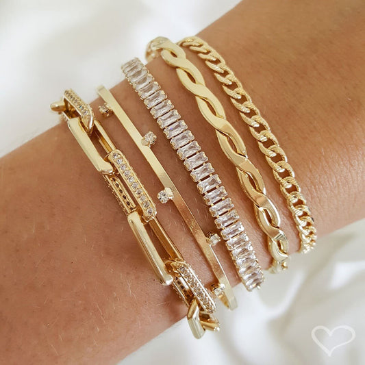 Pulseira Folheada a Ouro 18k Elos Groumet Trabalhados Lica