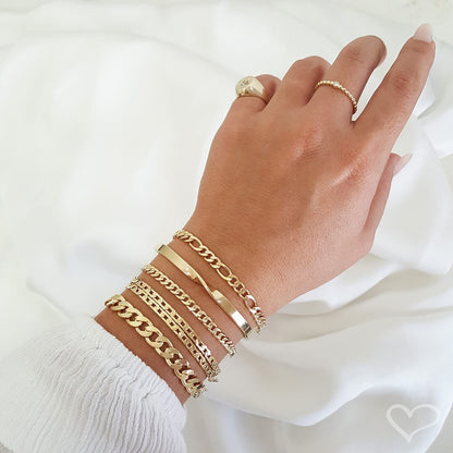 Pulseira Folheada a Ouro 18k Elos Groumet Trabalhados Lica