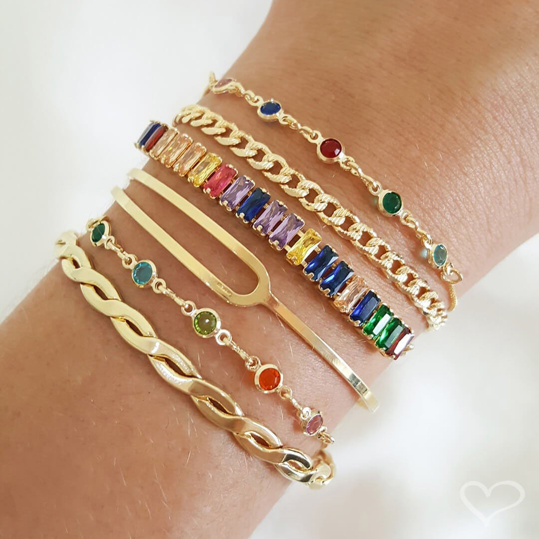 Pulseira Folheada a Ouro 18k Elos Groumet Trabalhados Lica