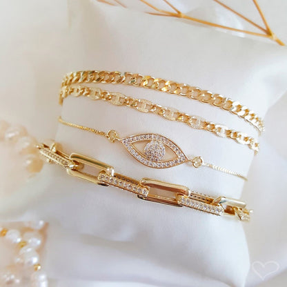 Pulseira Folheada a Ouro 18k Elos Groumet Lili