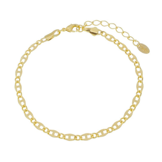 Pulseira Folheada a Ouro 18k Corrente Elos Trabalhada Lu