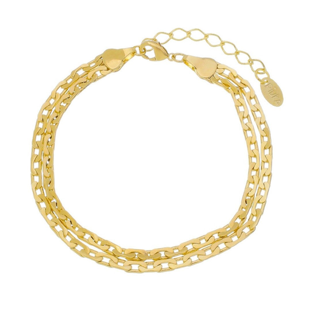 Pulseira Folheada a Ouro 18k Duas Voltas Elos Vic