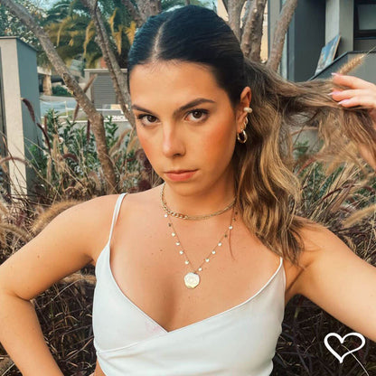 Colar Olho Grego Medalha Ayla Zircônia Folheado a Ouro 18k