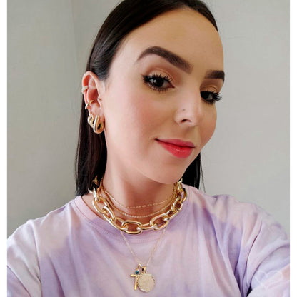Brinco de Argola V Luci Folheado a Ouro 18k