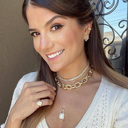 Anel de Dedinho Piuka Letra Inicial  Zircônia Folheado a Ouro 18k