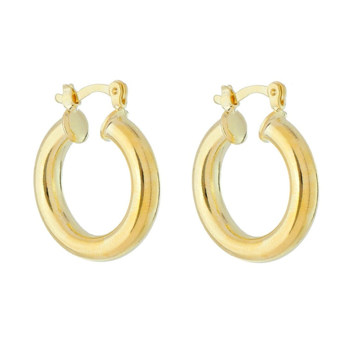 Brinco de Argola Tubo Nana P Folheado a Ouro 18k