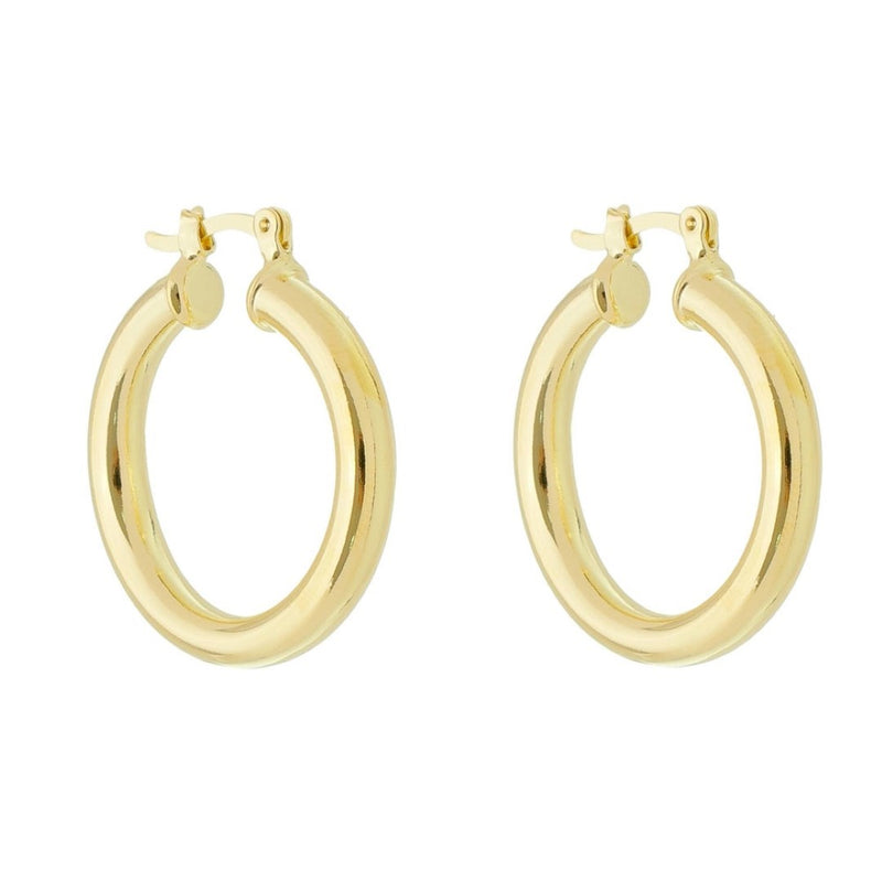 Brinco de Argola Tubo Nana M Folheado a Ouro 18k