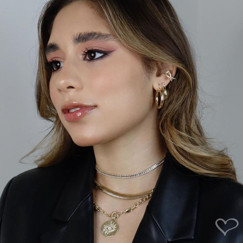 Brinco de Argola Tubo Nana M Folheado a Ouro 18k