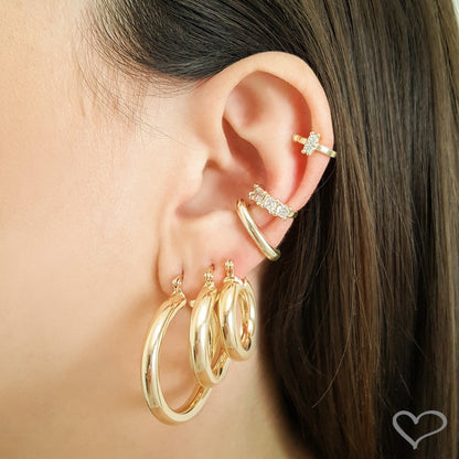 Brinco de Argola Tubo Nana M Folheado a Ouro 18k