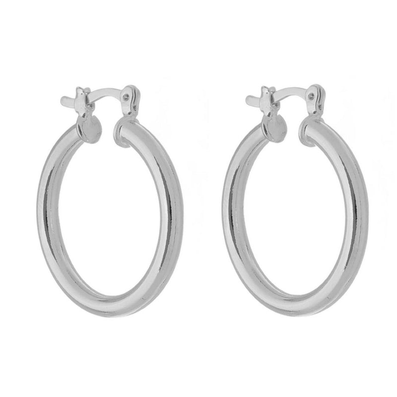 Brinco de Argola Tubo Nana G Folhedo em Ródio Branco