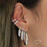 Brinco de Argola Tubo Nana G Folhedo em Ródio Branco