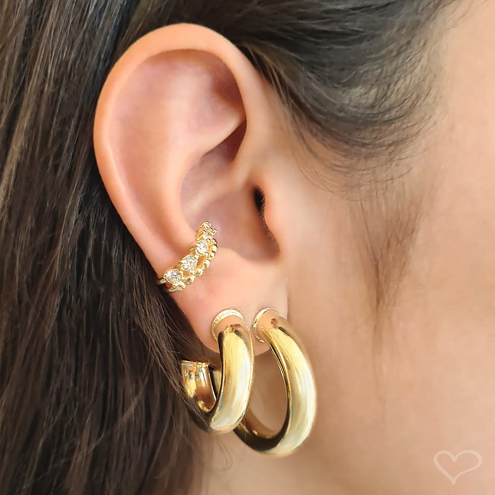 Brinco de Argola Tubo Lele G Folheado a Ouro 18k