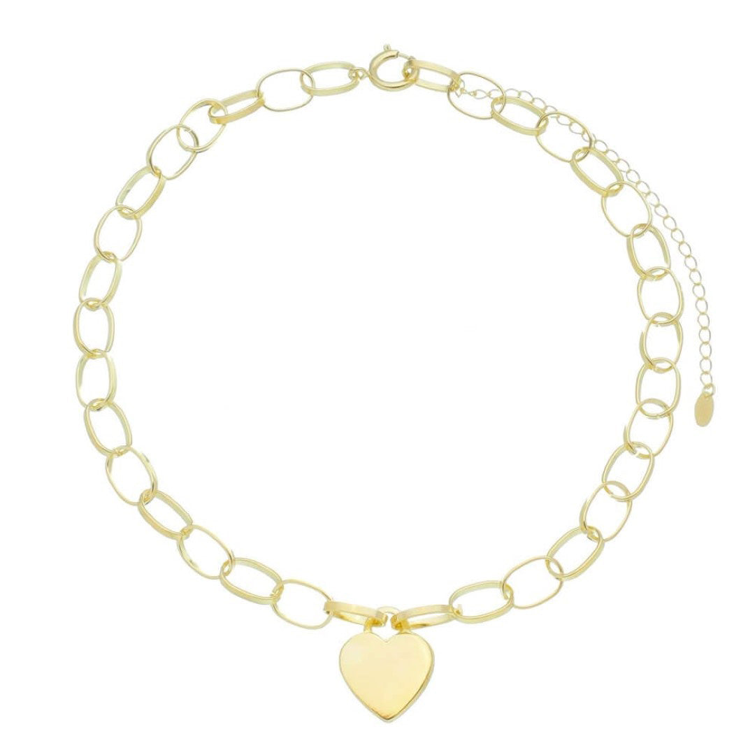 Colar Piuka Passione Elos Coração Folheado a Ouro 18k