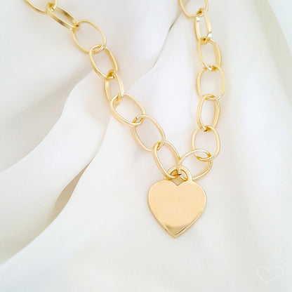 Colar Piuka Passione Elos Coração Folheado a Ouro 18k