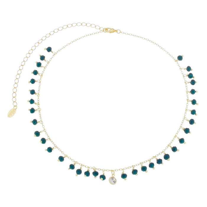 Choker Piuka Dayse Cristais Azul Ponto de Luz Folheado a Ouro 18k