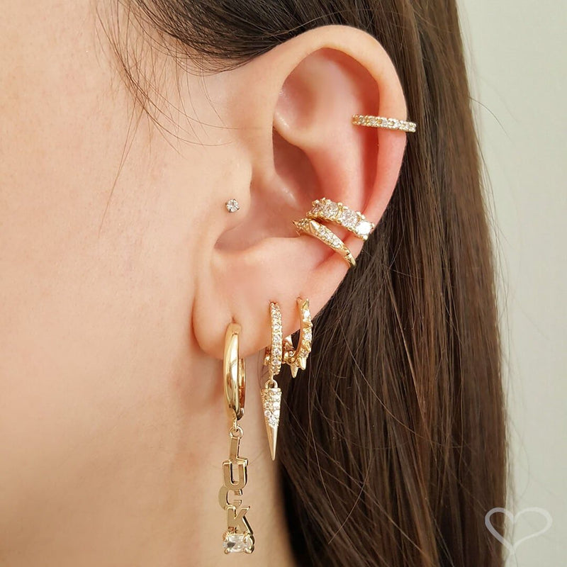 Piercing de Pressão Holly Spike Zircônia Folheado a Ouro 18k