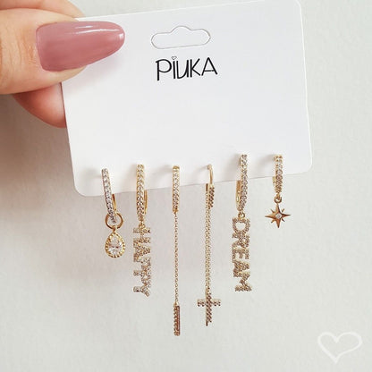 Brinco Argolinha Tina Happy Zircônia Folheado a Ouro 18k