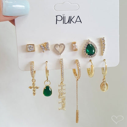 Brinco Argolinha Tina Happy Zircônia Folheado a Ouro 18k