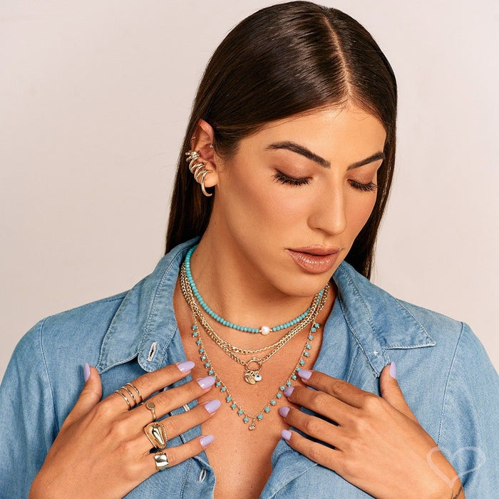 Anel de Dedinho Piuka Sarah Quadrado Folheado a Ouro 18k