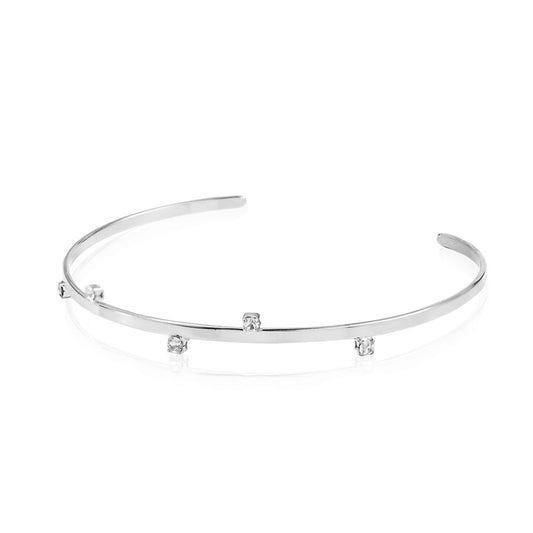Bracelete Feminino Folheado em Ródio Branco 5 Pontos de Luz Lia
