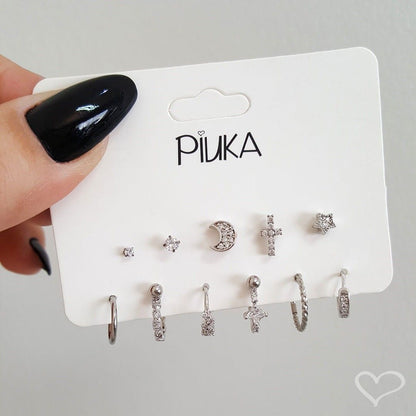 Piercing de Furo Piuka Haste 6mm Atria Estrela Zircônia Prata