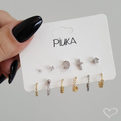 Piercing de Furo Piuka Haste 6mm Atria Estrela Zircônia Prata