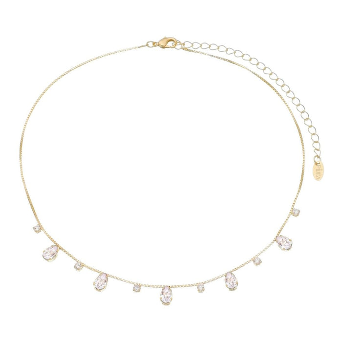 Choker Dhil Gotas Zircônias Cristal Folheada a Ouro 18k