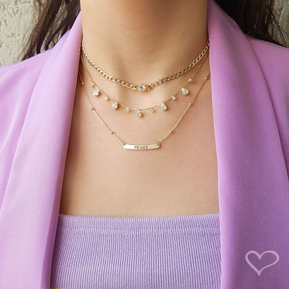 Choker Dhil Gotas Zircônias Cristal Folheada a Ouro 18k