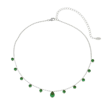 Choker Piuka Muriel Zircônias Esmeralda Folheada em Ródio Branco