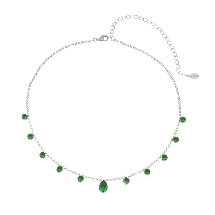 Choker Piuka Muriel Zircônias Esmeralda Folheada em Ródio Branco