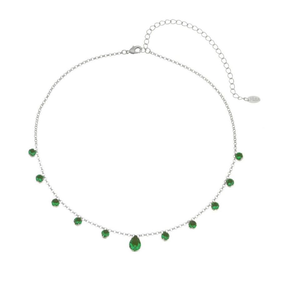Choker Piuka Muriel Zircônias Esmeralda Folheada em Ródio Branco