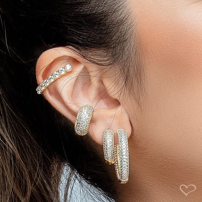 Brinco Argolinha Lívia G Zircônia Folheado a Ouro 18k