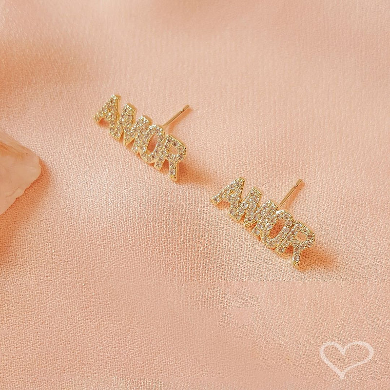 Brinco Mimi Amor Zircônia Folheado a Ouro 18k