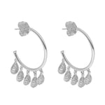 Brinco Piuka Argola Guta Gotas Zircônia Folheado em Ródio Branco