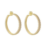 Brinco Piuka Argola Semi Aberta Fany Três Fileiras Zircônia Folheado a Ouro 18k