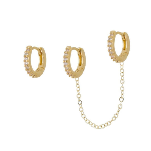 Brinco Argolinha Ear Line Maia Zircônia Folheado a Ouro 18k