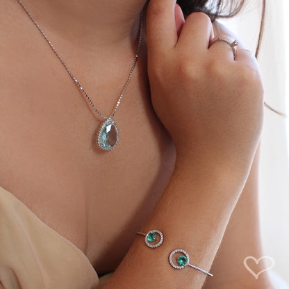 Colar Maria Fernanda Gota Zircônia Acqua Folheado em Ródio Branco