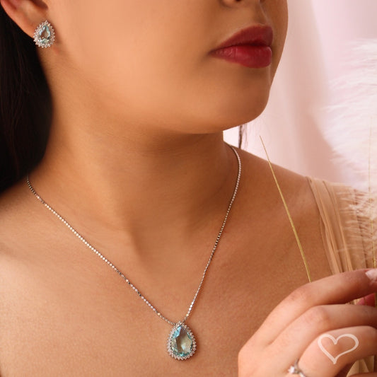 Colar Maria Fernanda Gota Zircônia Acqua Folheado em Ródio Branco