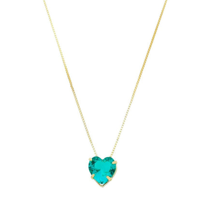 Colar de Coração Zircônia Turmalina Junny Folheado a Ouro 18k